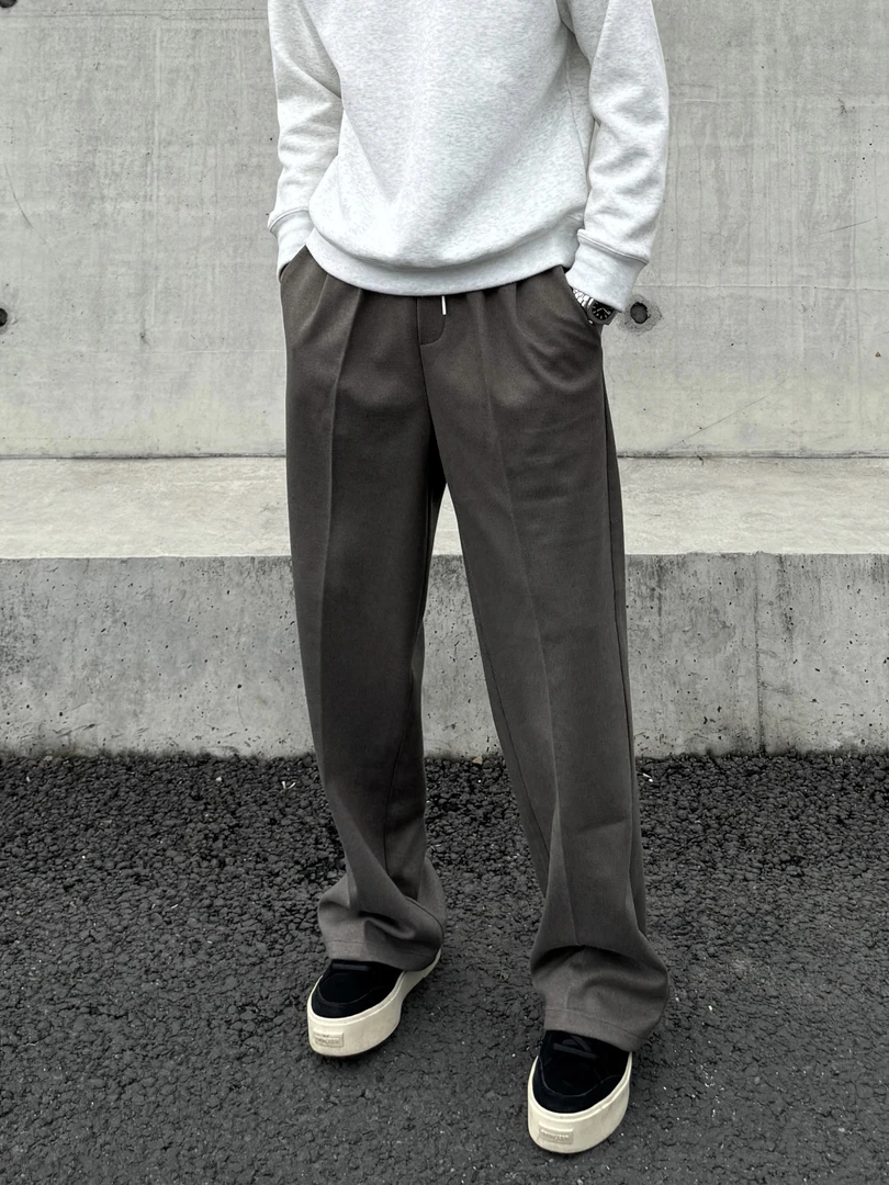 【超超超会穿】慵懒秋冬款加厚休闲西裤百搭男生针织直筒纯色西裤