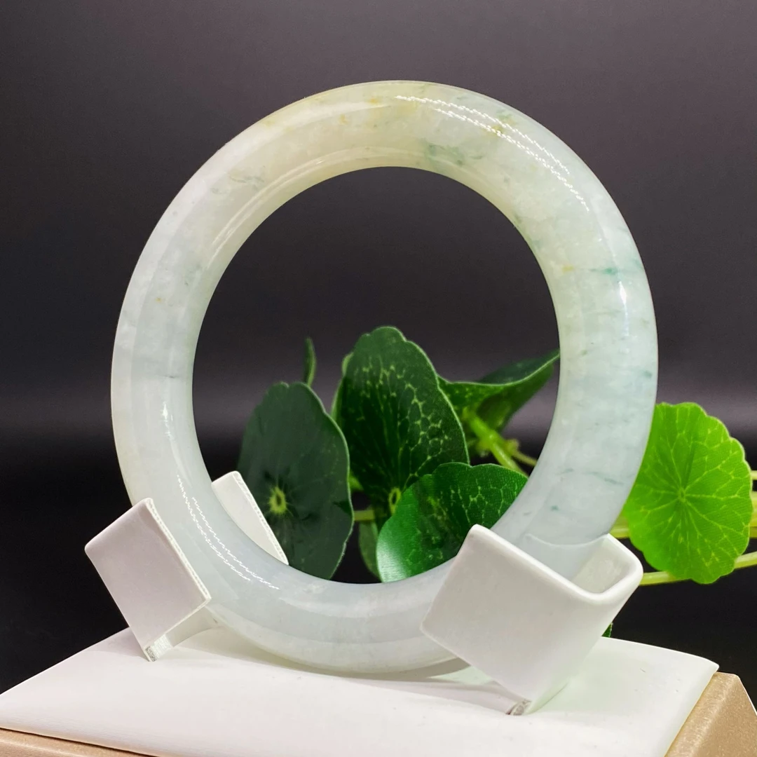 【月月家】桂花糕-糯冰飘黄翡-天然缅甸翡翠手镯*圈口57 58*2561