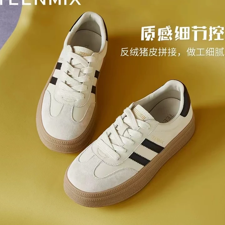 【8806-12】2024年新款德训鞋女运动时尚百搭真皮系带女鞋