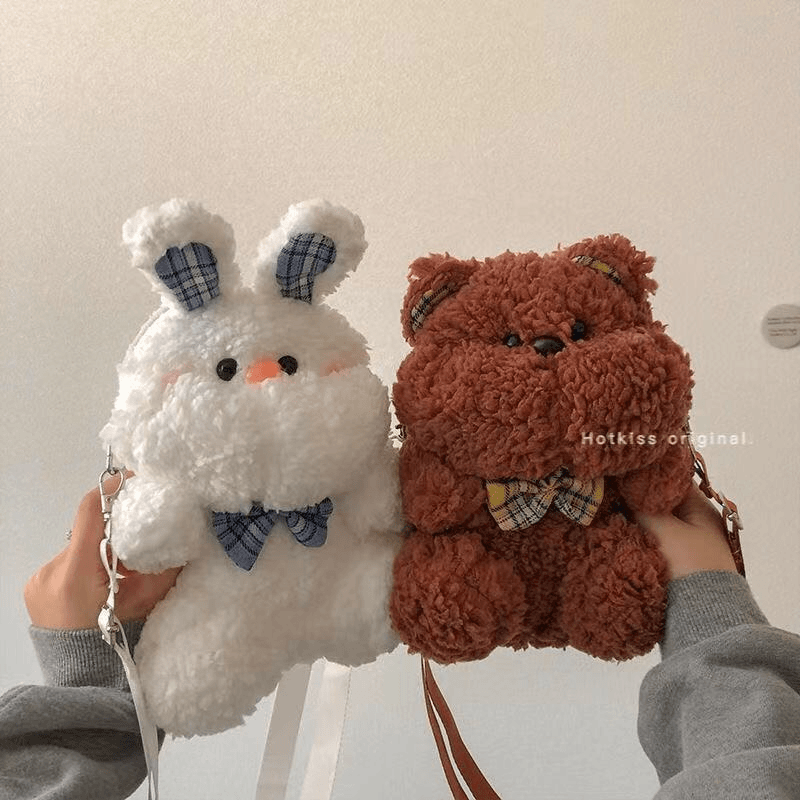 少女心毛绒包包日系可爱百搭兔子玩偶包萌软妹学生斜跨包