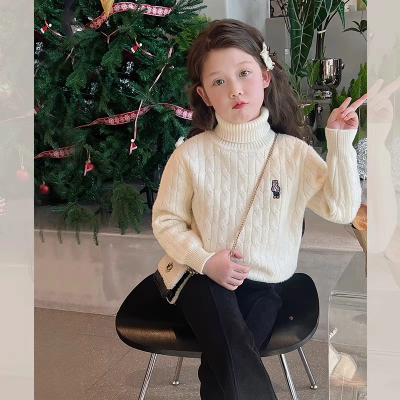 【女童毛衣不起球】儿童加厚针织衫秋冬打底内搭纯色保暖套头百搭