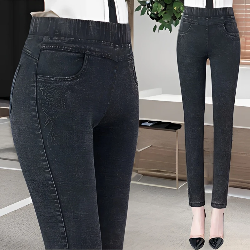 2023春秋新款打底裤女加绒加厚高腰弹力显瘦小脚裤外穿大码小黑裤