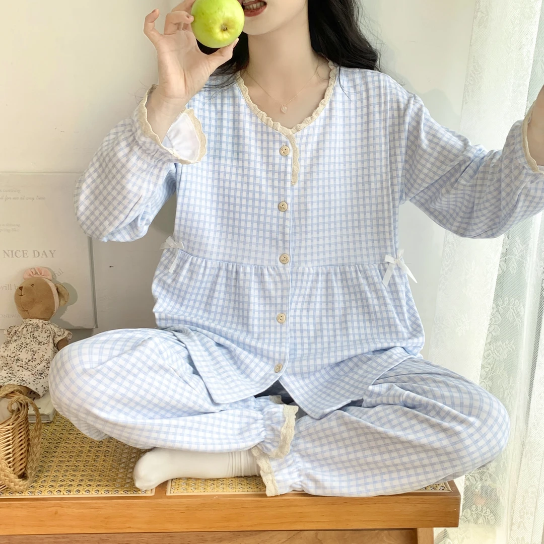 【春秋云感棉-带胸垫】秋冬厚款长袖月子服家居服怀孕期孕妇哺乳衣