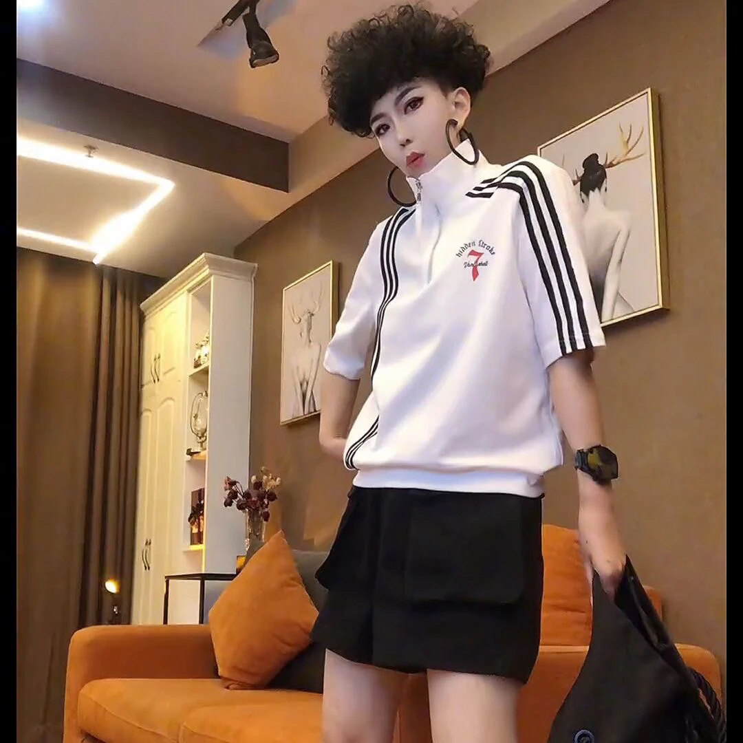 网红时尚新款潮流休闲潮牌夏季短袖薄款T恤百搭纯色工装短裤套装