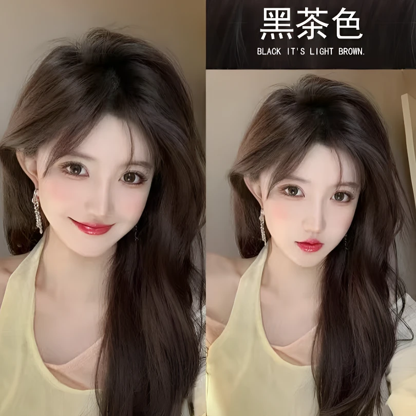 【买1送1】黑茶色植物染发膏纯波浪补发不伤发显白棕色男女遮盖