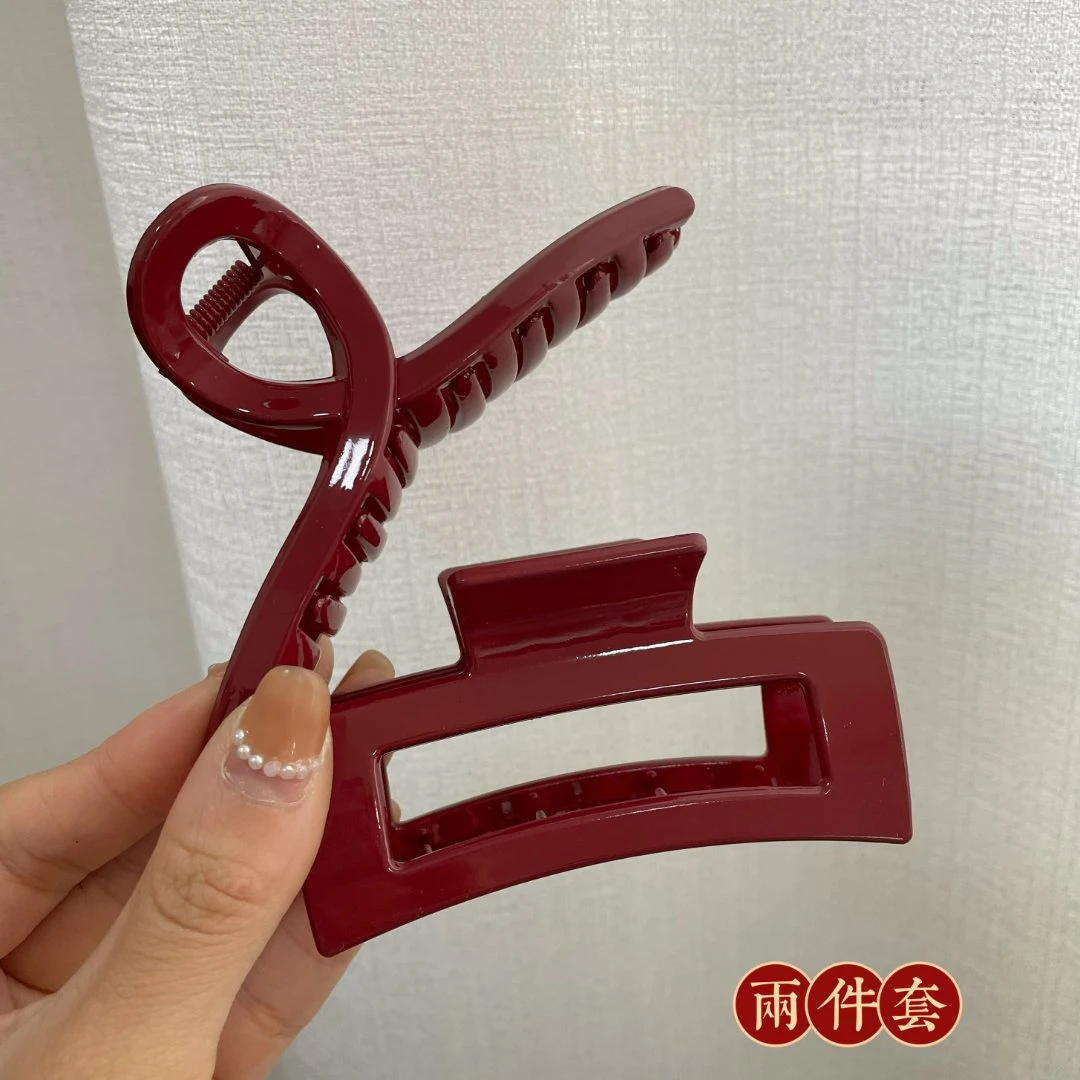 新年过年喜庆红色抓夹后脑勺鲨鱼夹