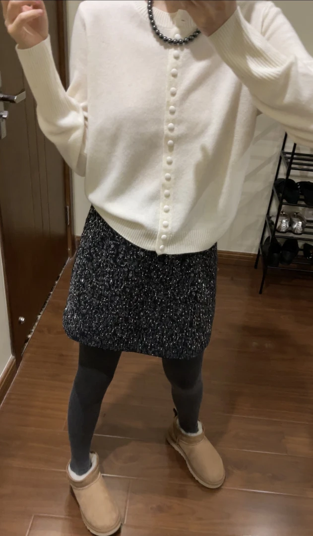 全羊毛竖条纽扣开衫贴身毛衣