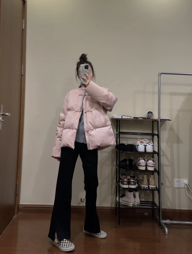 复古风中式厚实白鸭绒短款羽绒服