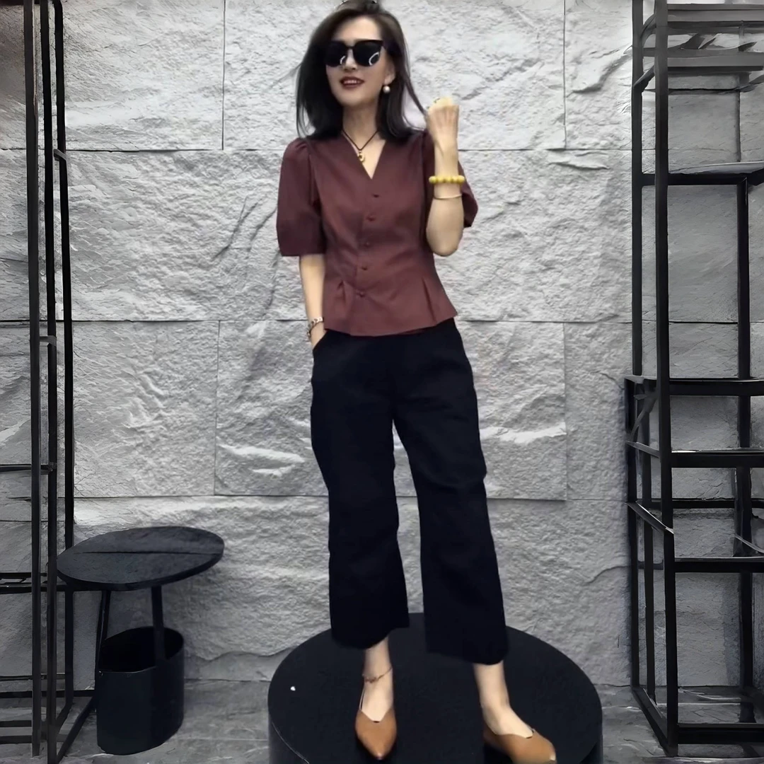 韩版轻熟风洋气时尚气质套装2025年夏季新款不规则上衣通勤服饰