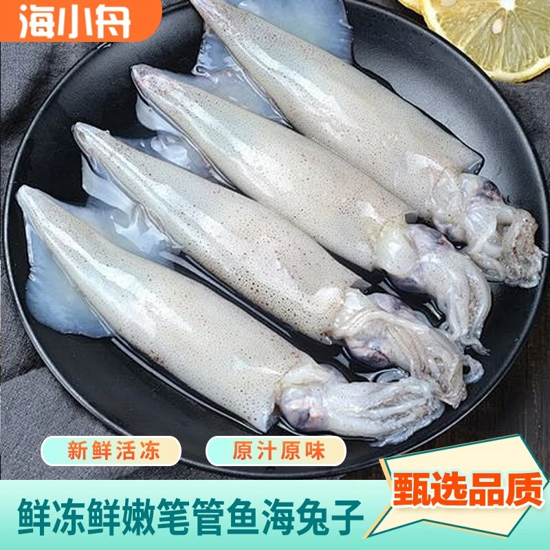 新鲜速冻鲜嫩笔管鱼海兔子 小管鱿鱼4斤捕捞冷链营养 海捕