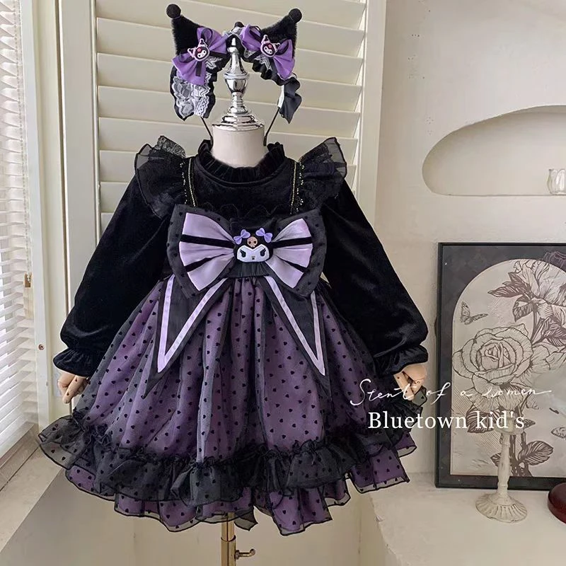连衣裙裙子女童长袖公主裙洋装儿童秋冬少女女孩日系暗黑春秋甜美