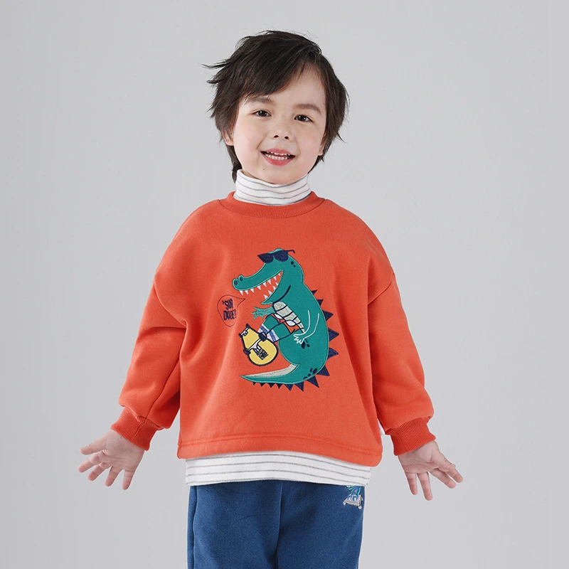 男童加绒卫衣儿童上衣秋冬2023新款一体绒保暖衣小童冬装童装