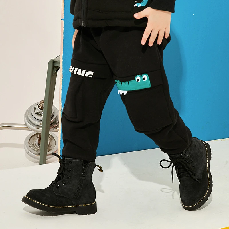 【冬季儿童裤子男童加绒裤一体绒童裤韩版男孩休闲裤款