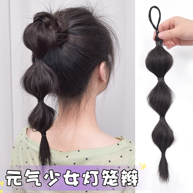 少女发圈辫子女轻高马尾麻花长辫少女新中式低双马尾灯笼泡泡辫子
