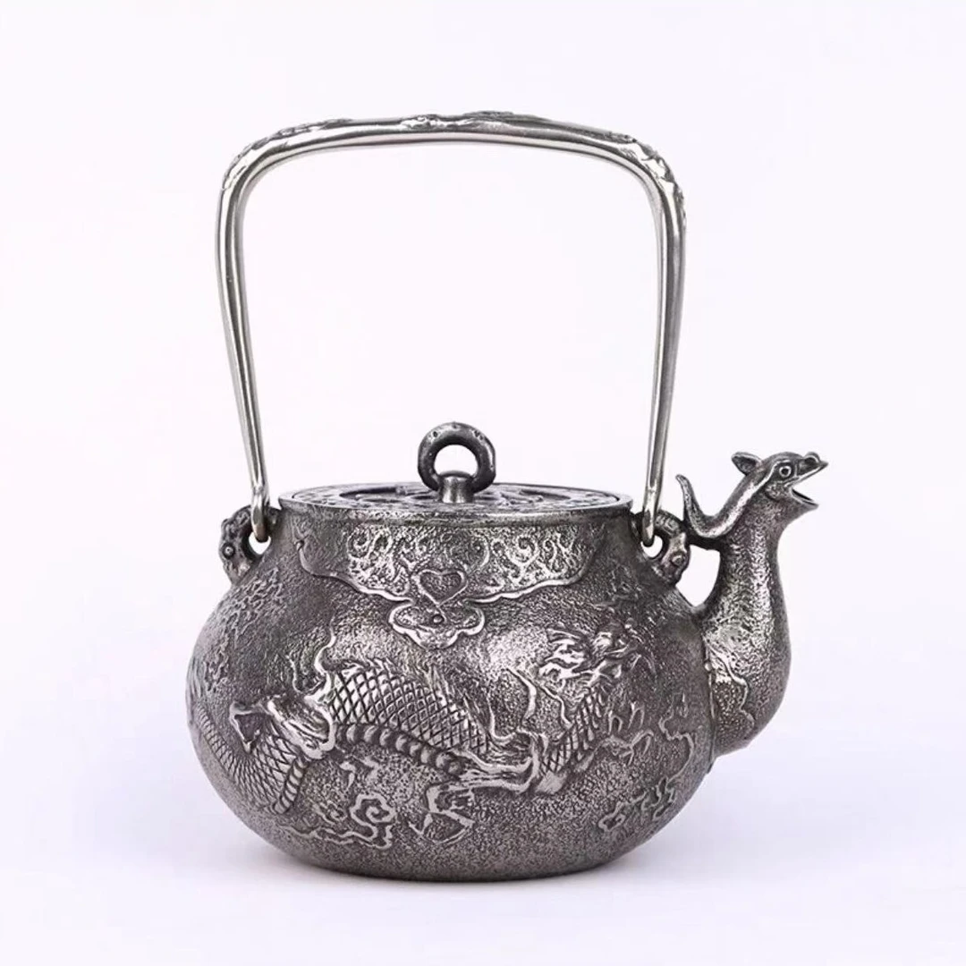 程氏手造 砂铁龙纹兽口 家居煮水器