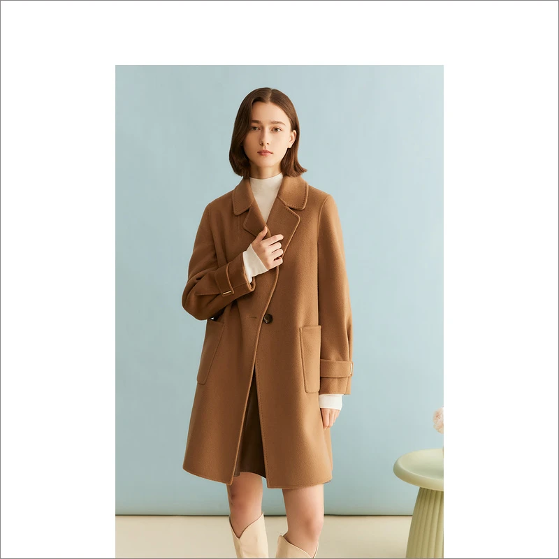 YINER音儿时尚女装冬美拉德绵羊毛宽松通勤双面呢大衣8C63580076