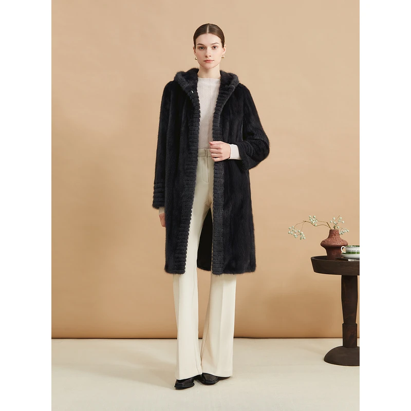 YINER音儿专选2024冬季新款优雅时尚中长款真皮皮草8C44509016