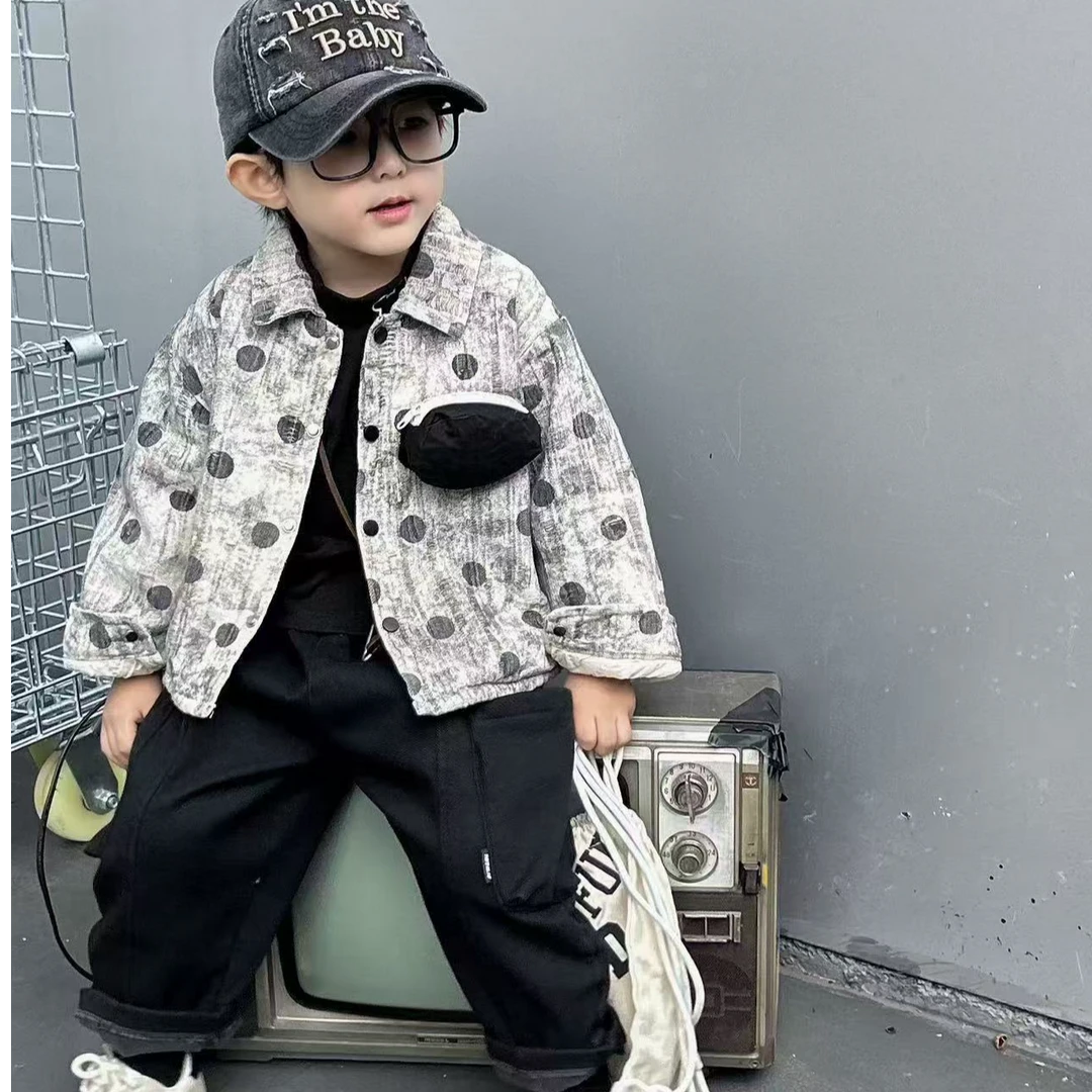 【小治粉丝专属】加绒衬衫加绒裤套装韩版时尚洋气儿童两件套 H389