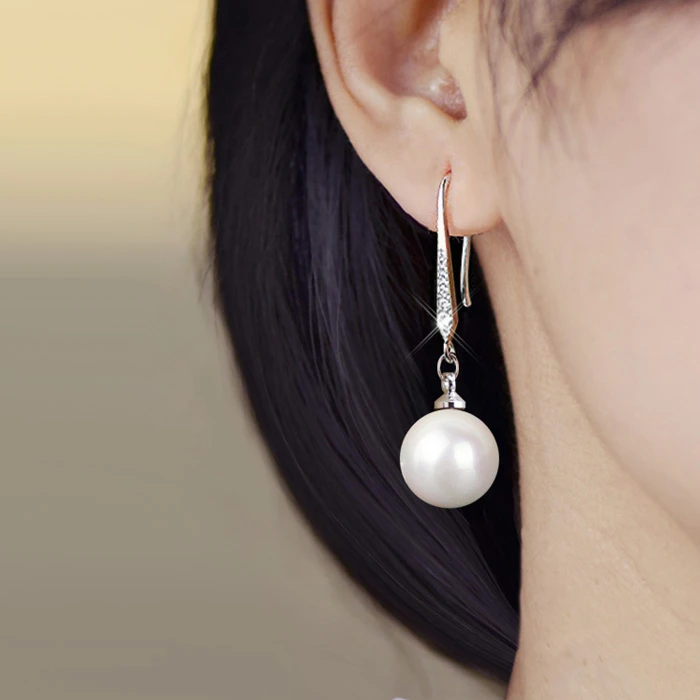 925银仿珍珠耳饰 耳环气质百搭圆珠耳坠小众设计轻奢耳钉饰品新潮