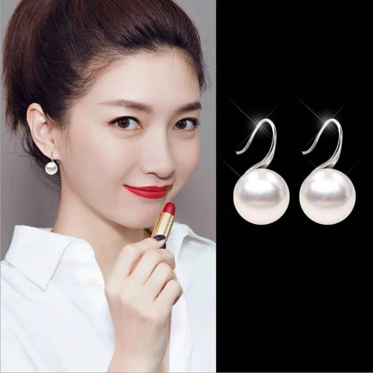 925银耳饰 双11高跟鞋款耳环纯银贝珠耳坠女经典百搭高级感首饰品