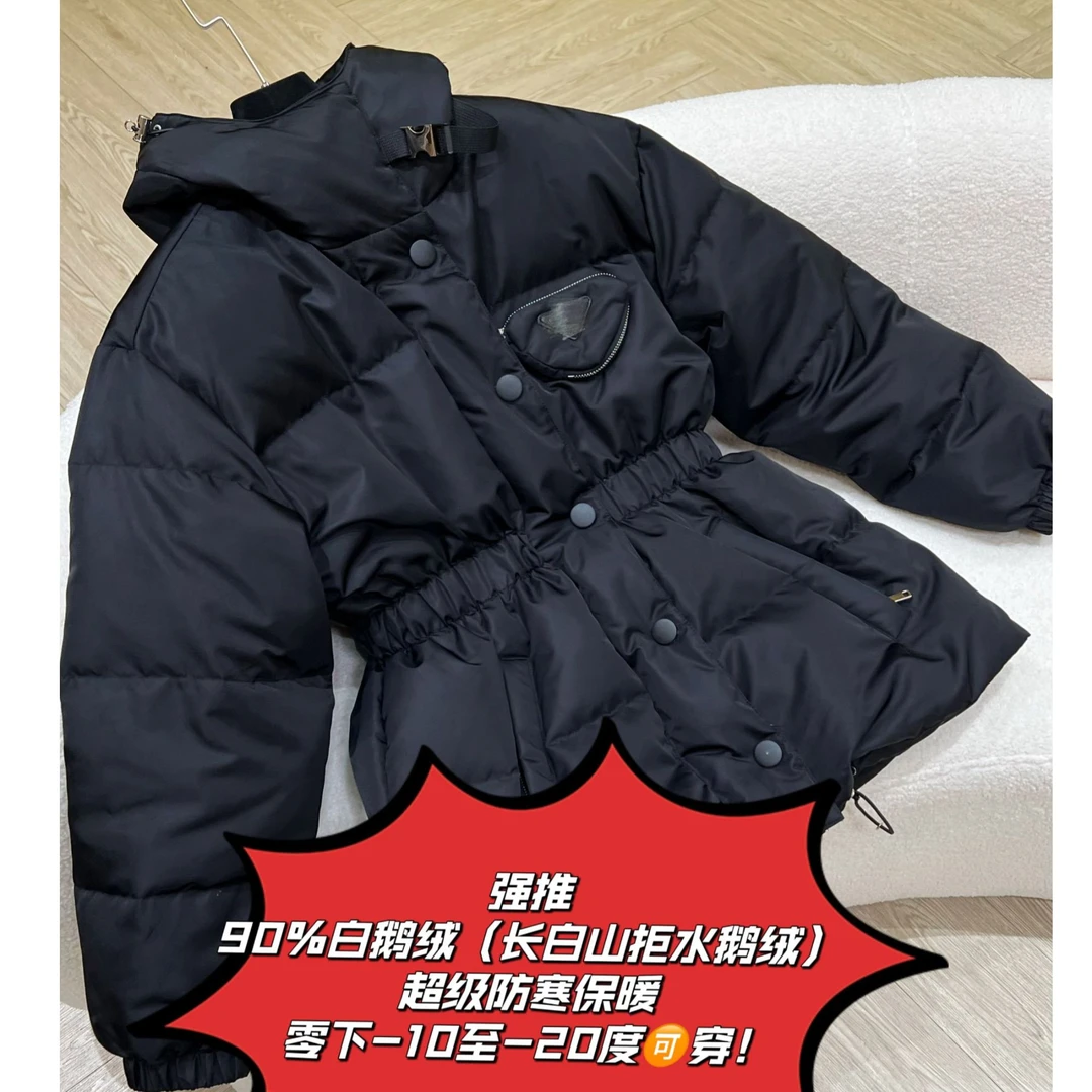 特价【蚂蚁腰】90白鹅绒羽绒服收腰热力感连帽立体三角口袋外套