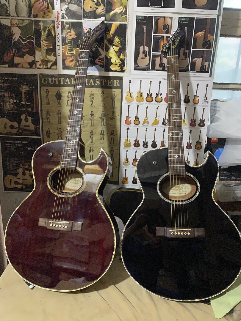 红色吉他美国勇士电箱琴 民谣吉他 尖角吉他 法丽达吉他 单板吉他