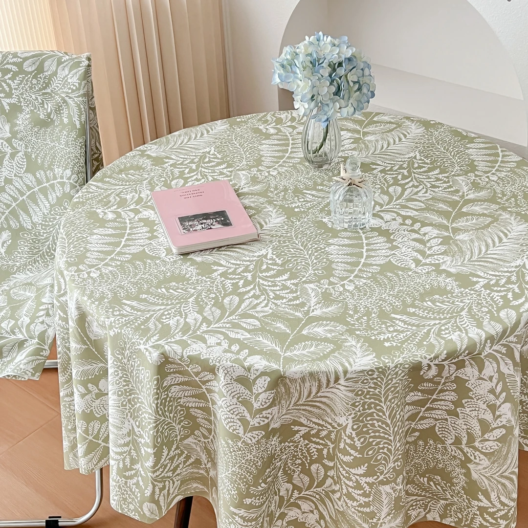 北欧ins风桌布春绿花枝桌布长方形餐桌布茶几学生书桌布工厂批发