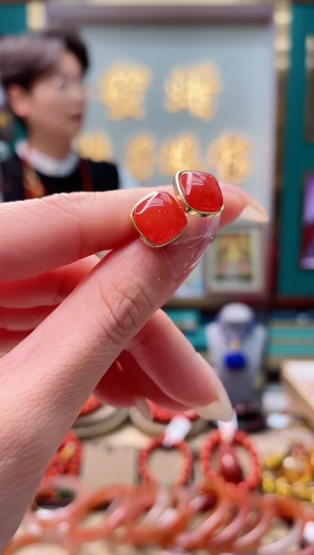 【闪购商品】南红玛瑙耳饰银S925镶嵌91@ZY30327016@