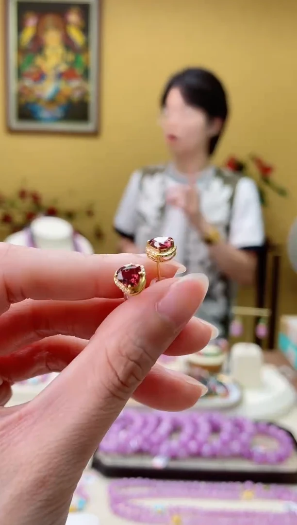 【闪购商品】碧玺耳饰18K金镶嵌106@@ZY40628025