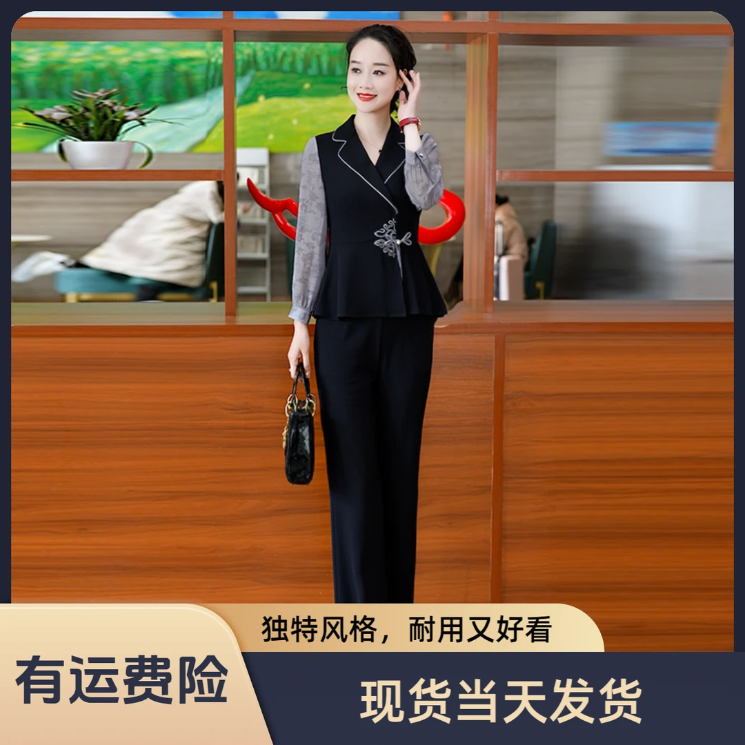 【现货】【上衣+裤子】优雅新款气质时尚减龄休闲收腰显瘦套裤18238