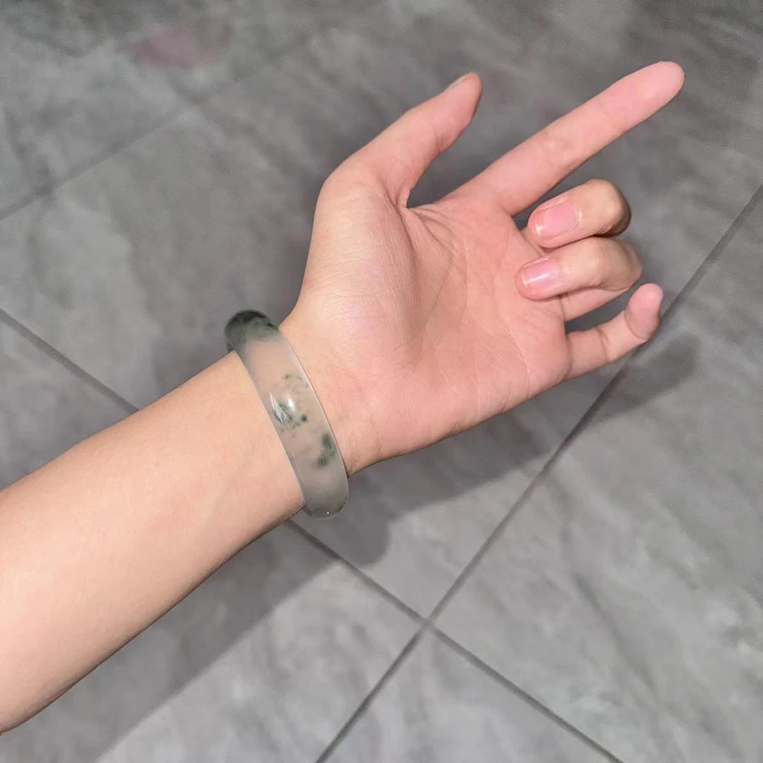 非金属珐琅手镯 高品质飘花手镯高冰高透高货白月光精品镯子百搭