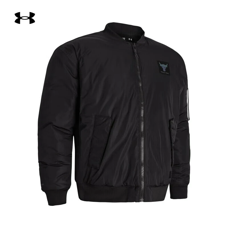 安德玛UA官方秋冬ProjectRock强森训练飞行夹克保暖外套运动玩咖