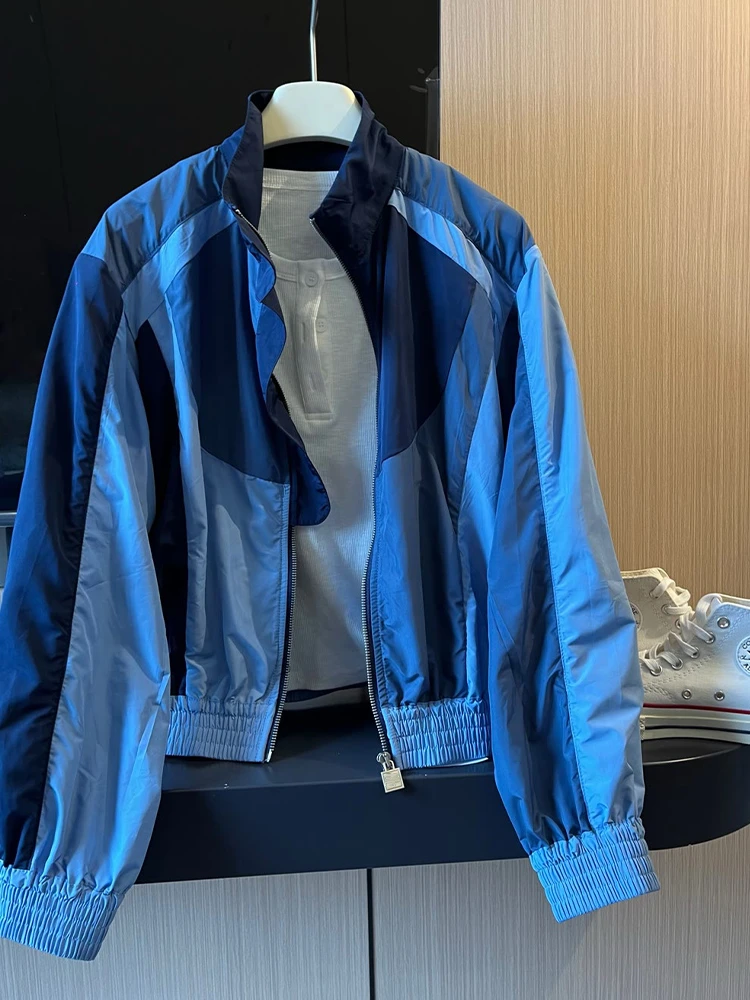 早秋季高级感独特超好看小香风蓝色棒球服外套女装2025新款小个子