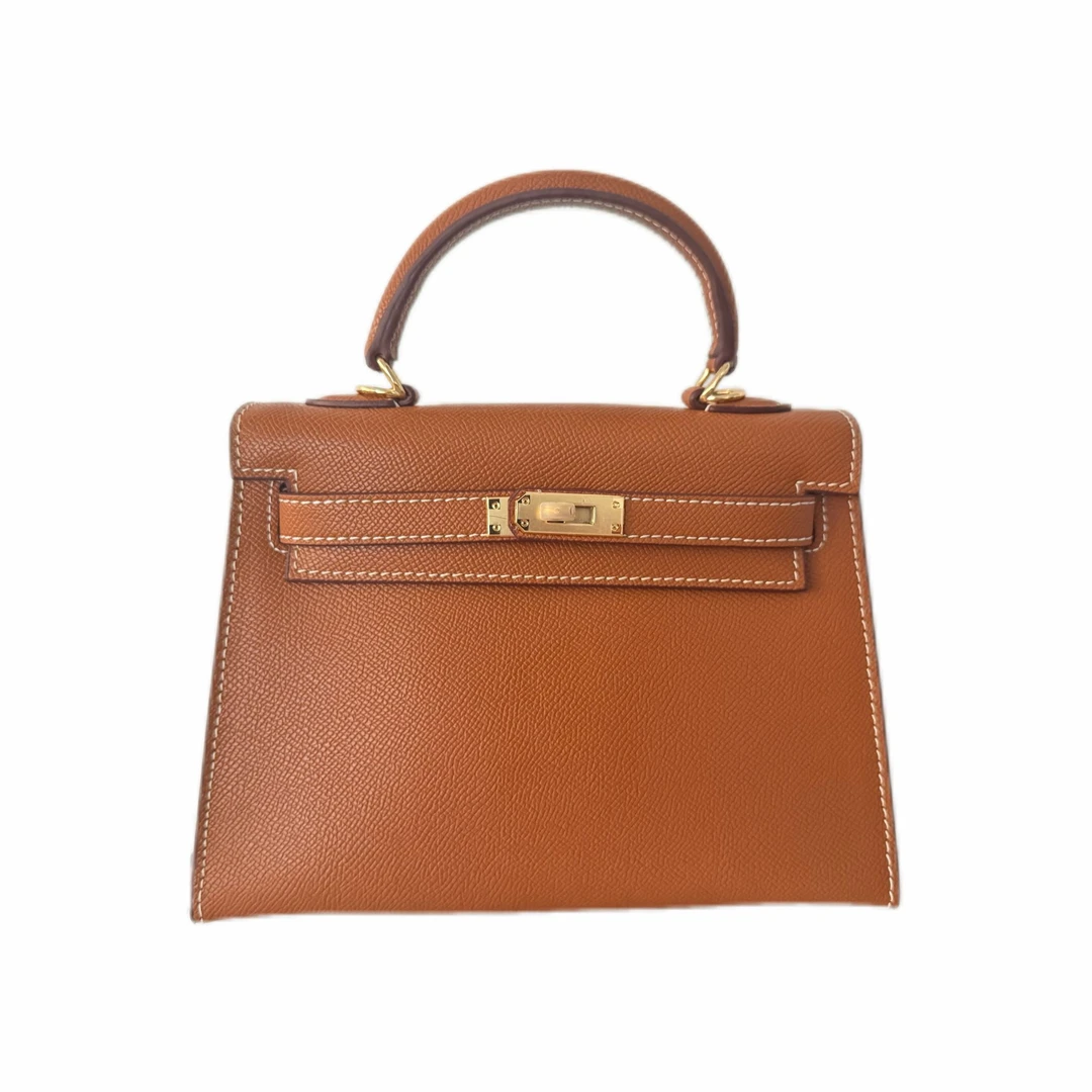 Y080 头层牛皮手提包高级感斜挎包单肩真皮女包凯莉包