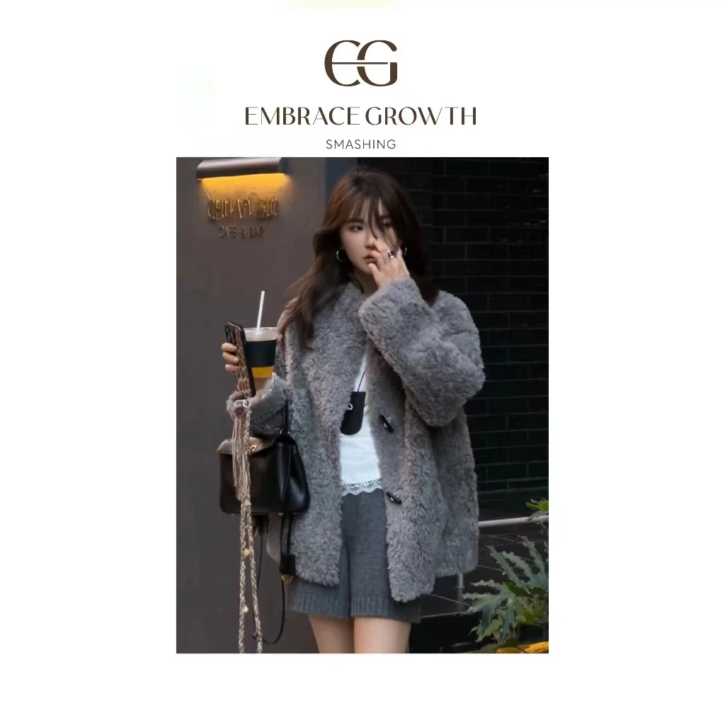 毛外套/EMBRACE GROWTH/简约小众秋冬加厚皮毛一体 24DY027