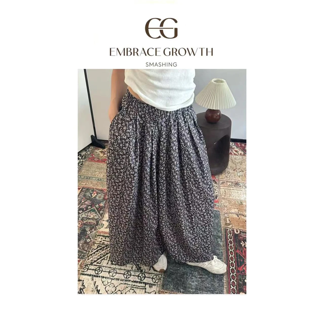 EMBRACE GROWTH/简约小众印花裙松紧腰加厚秋冬 24DQ019