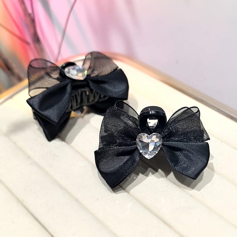 爱心蝴蝶结小抓夹发夹头饰百搭黑色时尚刘海夹