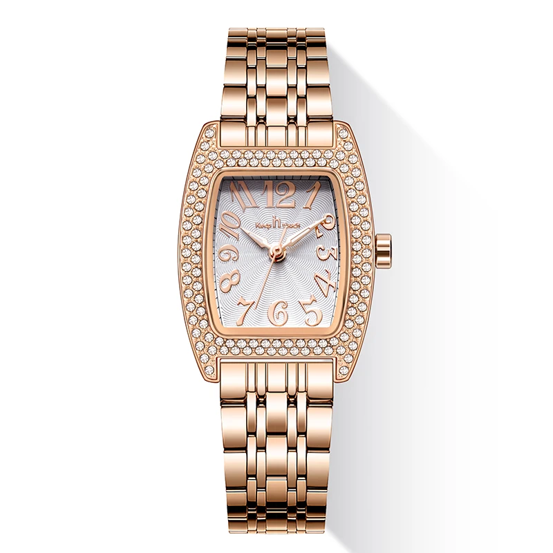 新款酒桶形镶钻轻奢经典红色女士腕表时尚精致手表女8229钢带