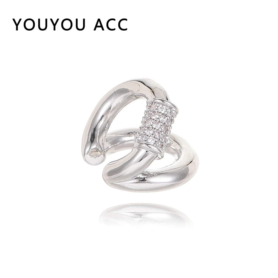 YOUYOU ACC 铜合金耳饰 素简耳骨夹冷淡百搭气质个性耳夹耳钉420