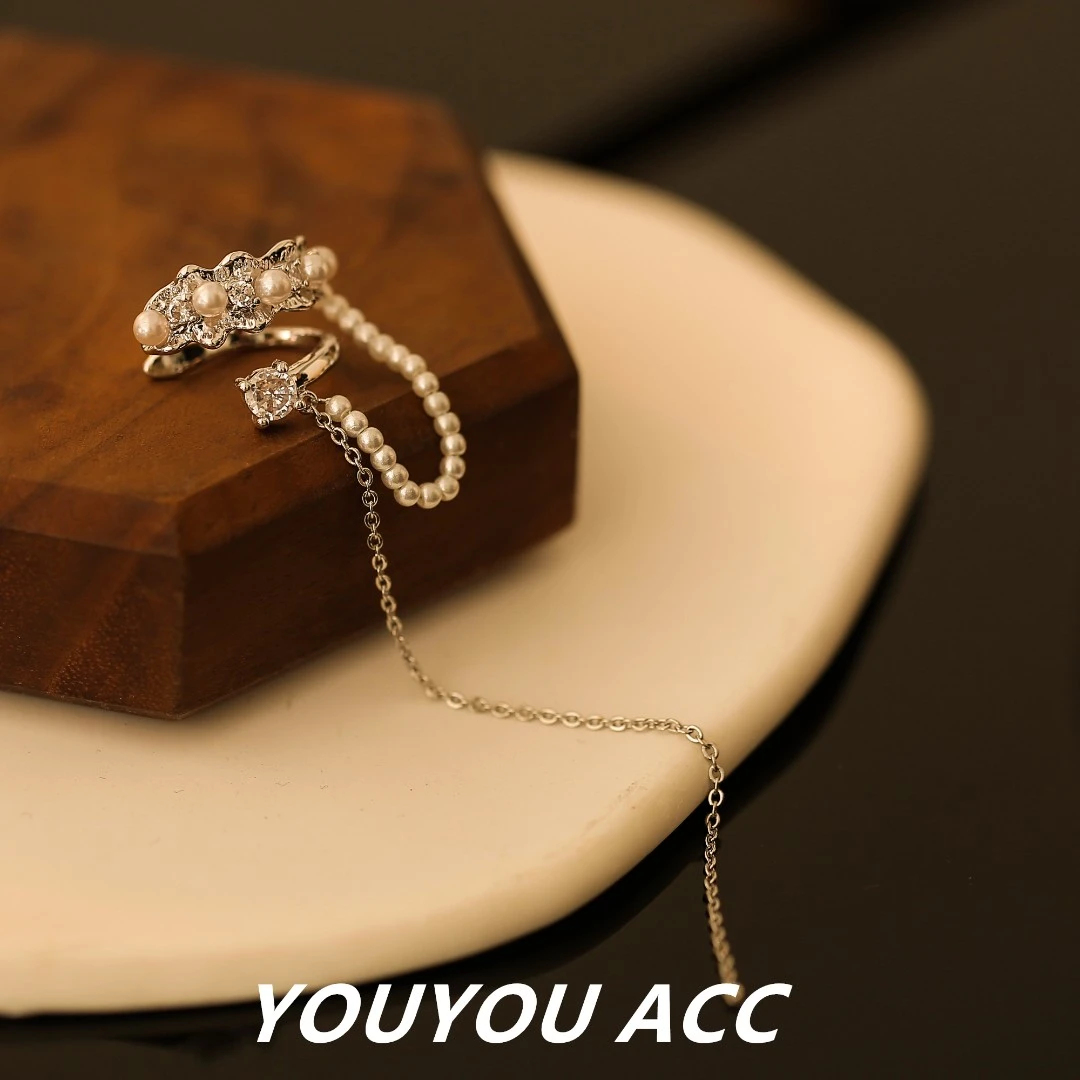 铜合金耳饰 【悠柚】照夜清-气质耳骨夹时尚轻奢流苏饰品单只977