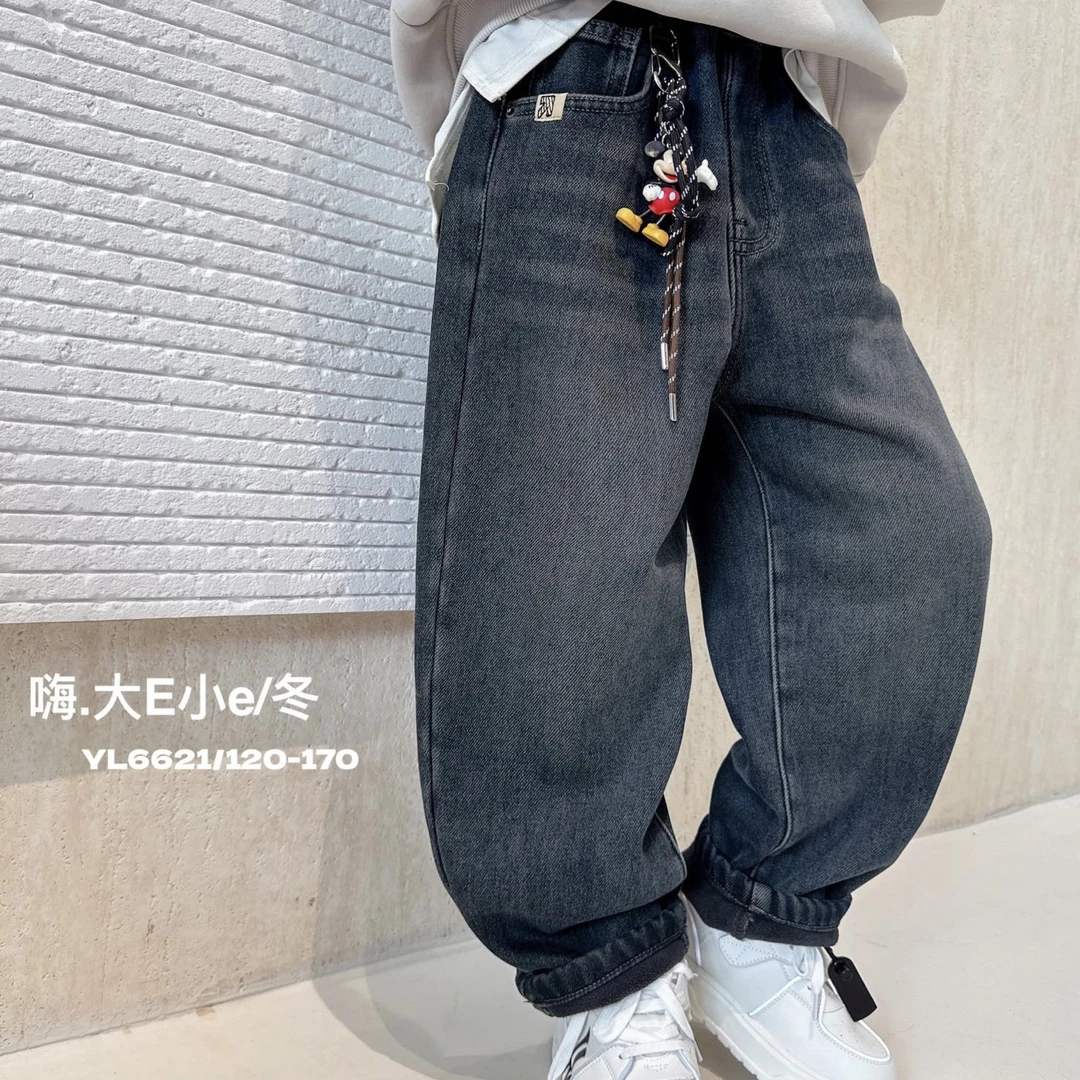2024冬季加绒牛仔裤米奇挂绳