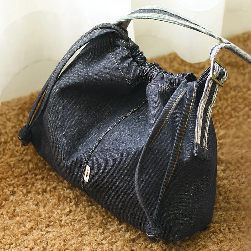 SoBag日系复古牛仔斜挎单肩帆布包女小众设计感大容量通勤托特包