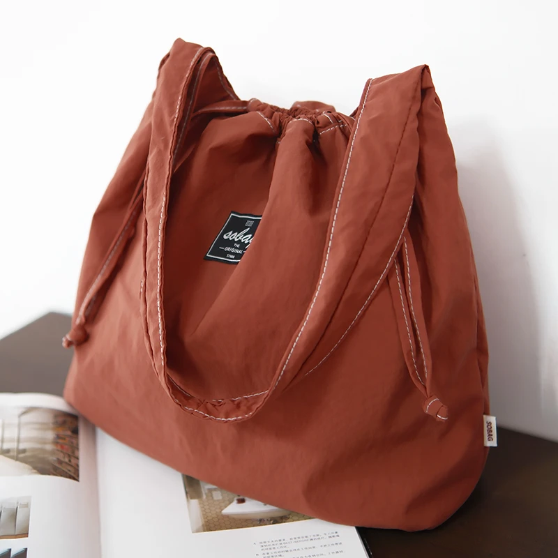 SoBag简约休闲大容量防水单肩布包夏季尼龙女包轻便通勤托特大包