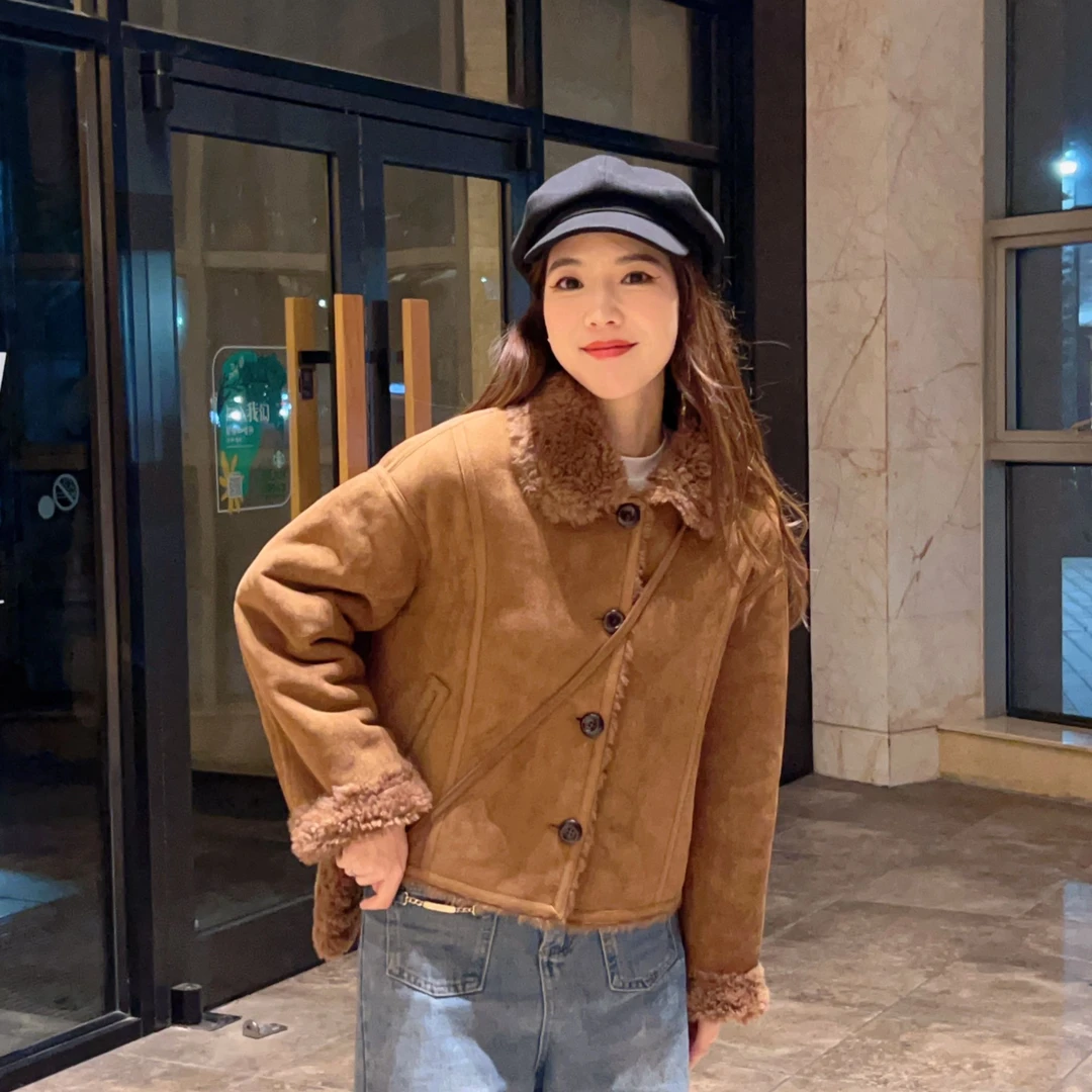 KVEIYA/凯唯雅海宁秋冬新款两面穿100羊毛一体高级感女装短外套