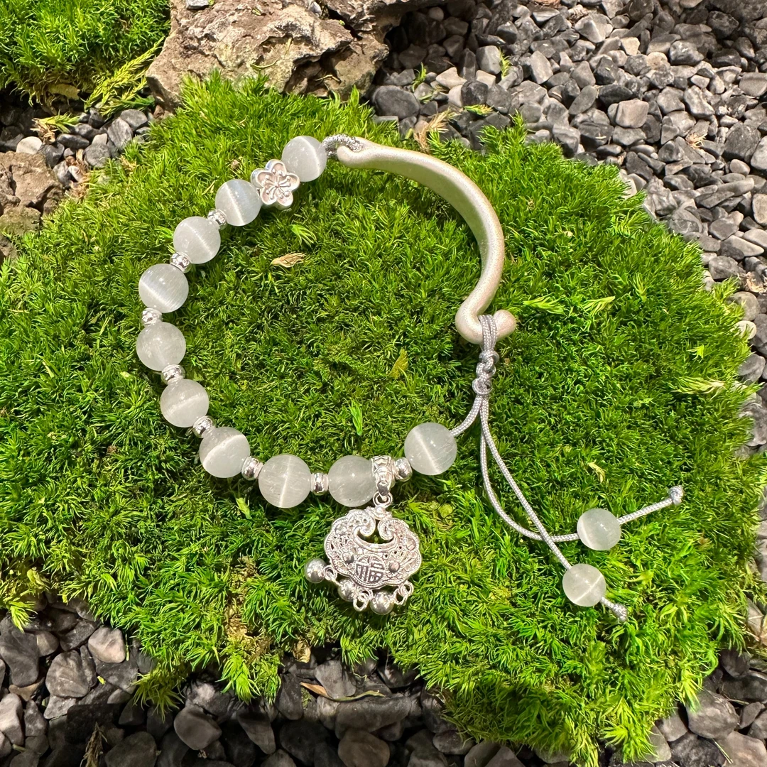 925银仿水晶手链 半镯半链福锁手链————3-25 SL208