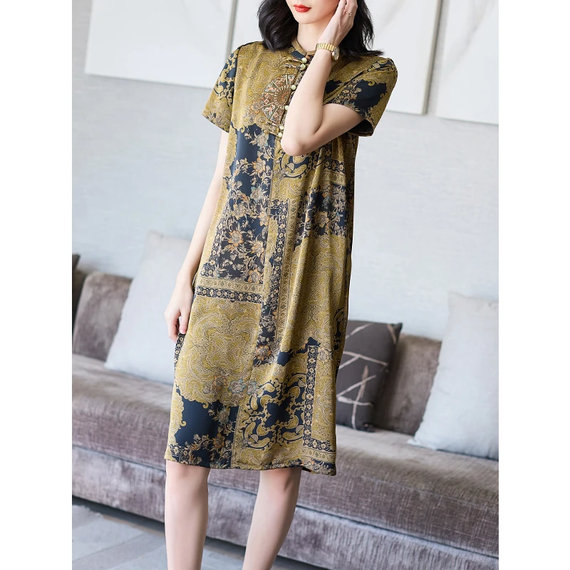 A98961改良旗袍女夏天2023新款端庄大气中国风裙子