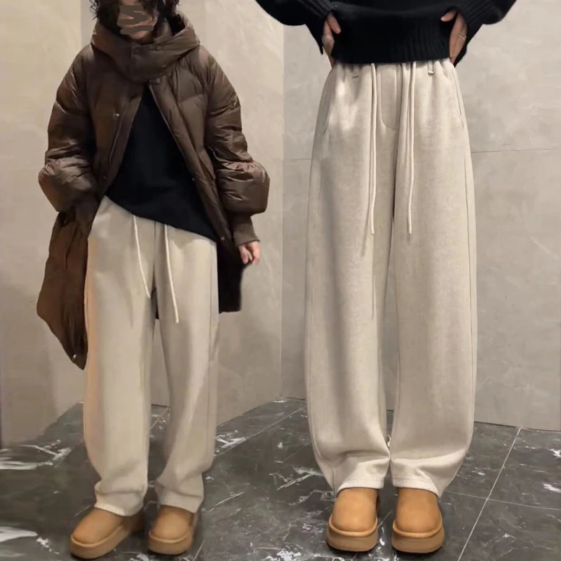 窄版镰刀裤女秋冬软糯高腰垂感遮胯显瘦宽松大码休闲直筒阔腿裤子