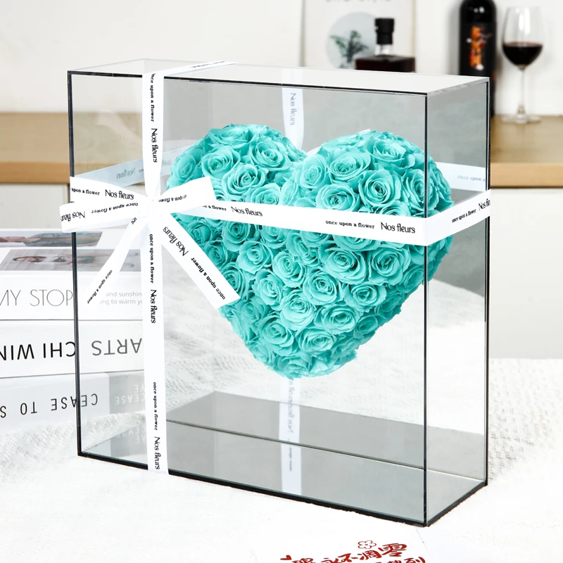 永生花蒂夫蓝玫瑰花心形礼盒生日情人节礼物送女生朋友闺蜜