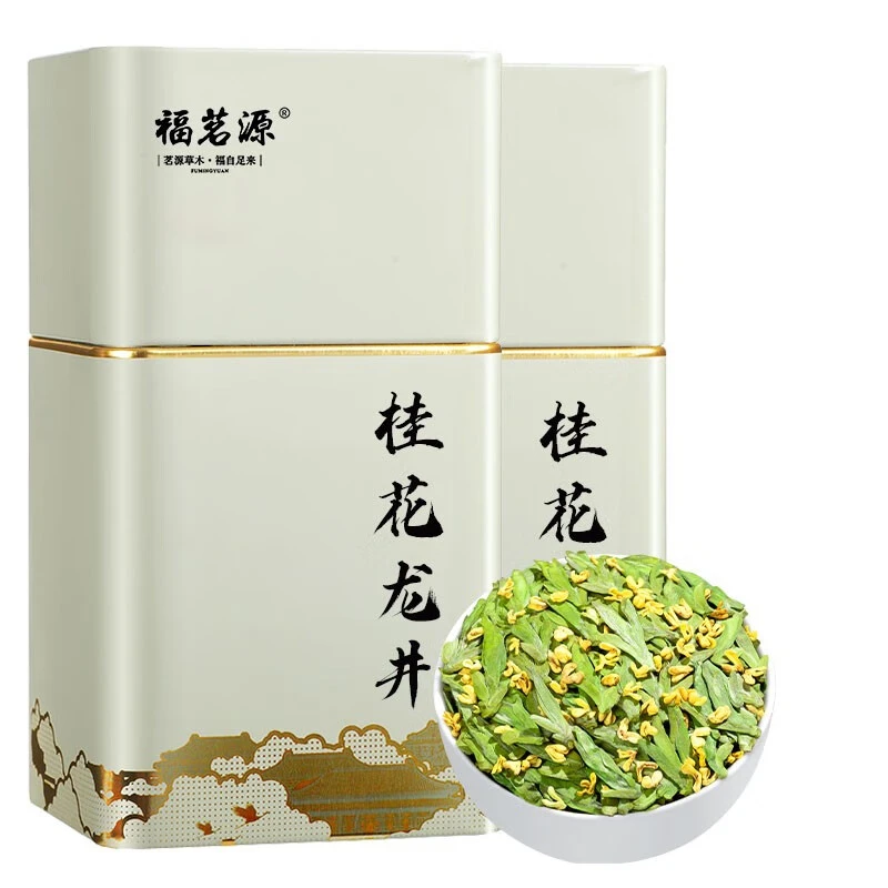 福茗源茶叶 桂花龙井绿茶 明前2025新茶古法窖制丹桂花茶罐装100g