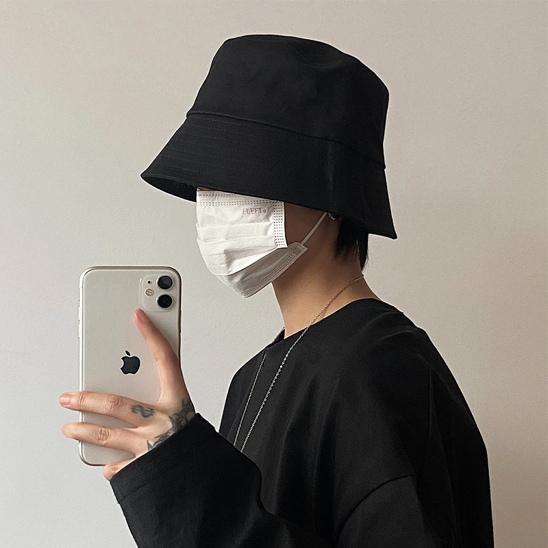 Supchaoke纯色帽子男潮牌夏季新款盆帽遮阳防晒大头围渔夫帽女